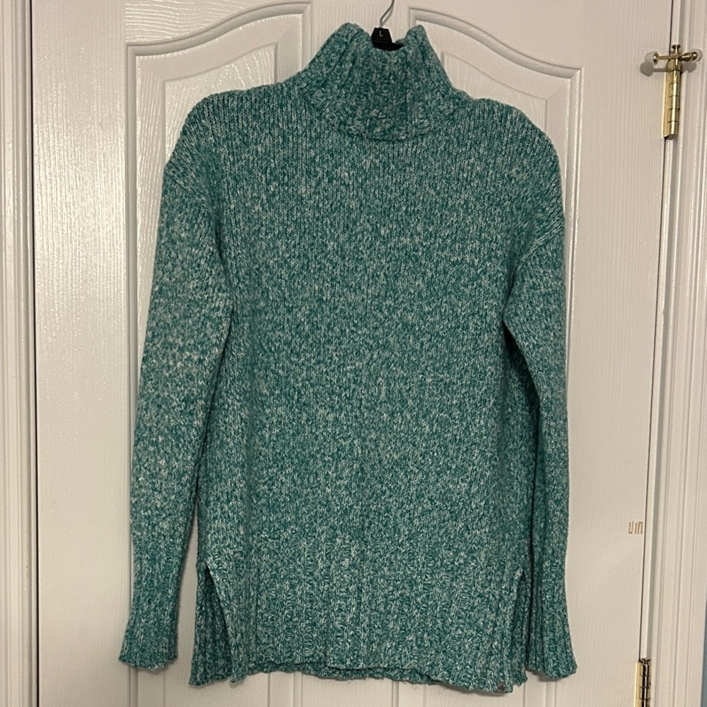 Eddie Bauer Teal Cowl‑Neck Sweater – Women’s XS, Excellent Condition